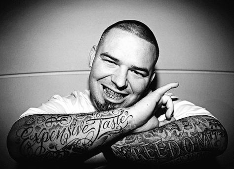 I don't plan on getting any tattoos below my elbows, but they would probably be similar to this if I did....that's Paul Wall by the way with that sick lookin grill. Girly Questions, Paul Wall, H Town, Hip Hop Culture, Doha, Music Bands, Business Owner, Rappers, Music Artists