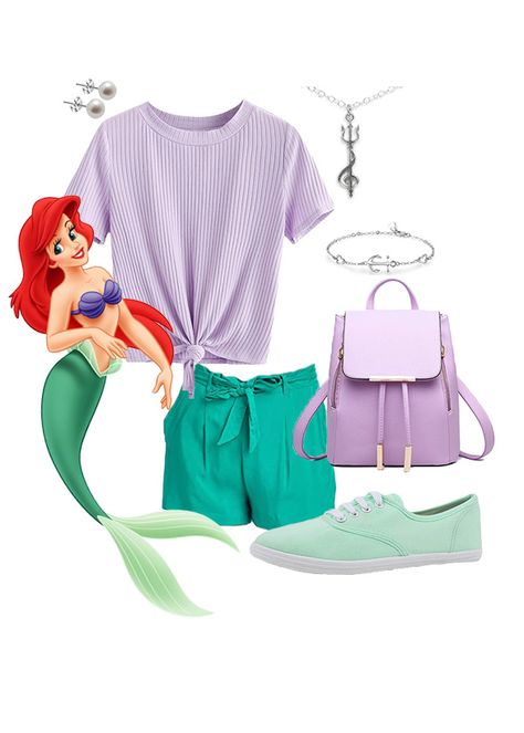 Disneybound Casual, Disneybound Outfits Summer, Mermaid Disneybound, Ariel Disneybound, Universal Outfits, Carnaval Costumes, Cinderella Disneybound, Mermaid Outfits, 1990s Outfits