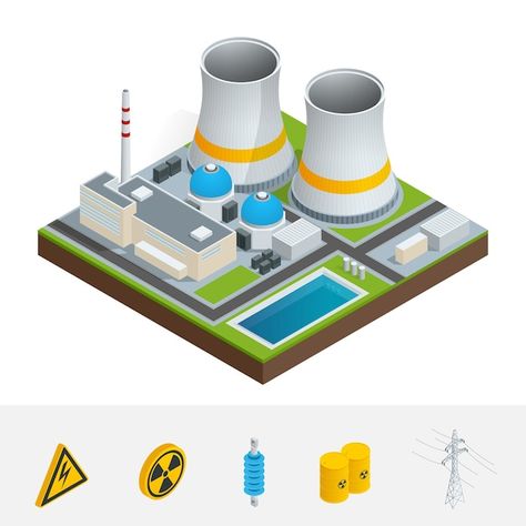 Nuclear Power Station, Nuclear Plant, Hydroelectric Power, Nuclear Energy, Power Lines, Motion Graphics Inspiration, Isometric Art, Isometric Design, Isometric Illustration