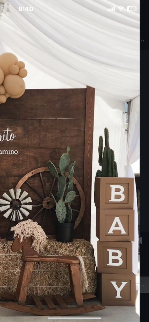 Wild West Gender Reveal, Country Gender Reveal Decorations, Vaquero Gender Reveal, Cowboy Baby Shower Decorations, Rustic Gender Reveal, Southern Gender Reveal Ideas, Gender Reveal Western, Gender Reveal Ideas Country Theme, Baby Shower Ideas Cowboy