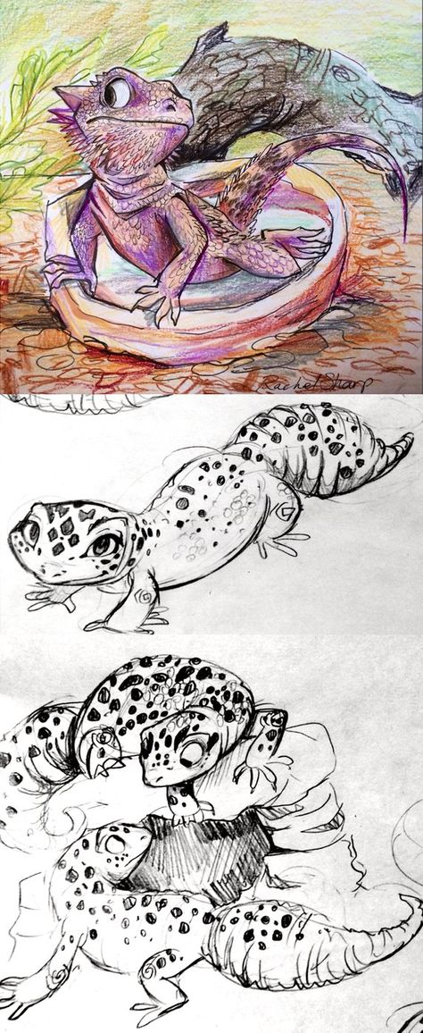 Bearded Dragon and Leopard Geckos by sharpie91 on deviantART Bearded Dragon Funny, Bearded Dragon Habitat, Bearded Dragon Cute, Bearded Dragon Care, Cute Lizard, Leopard Geckos, Cute Reptiles, Dragon Illustration, Leopard Gecko