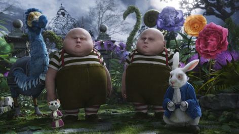 Alice Tim Burton, Tim Burton Disney, Alice In Wonderland Flowers, Alice In Wonderland 2010, Film Analysis, Alice In Wonderland Poster, Tweedle Dum, Tim Burton Characters, Alice In Wonderland Characters