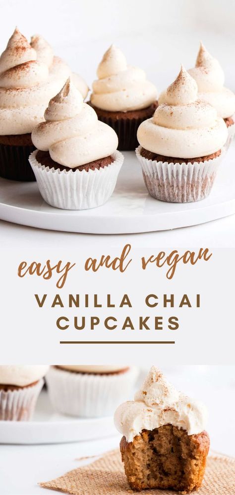 Vanilla Chai Cupcakes, Chai Cupcake Recipe, Sheet Pan Asian, Moist Cupcake Recipes, Tahini Chocolate Chip Cookies, Chai Cupcakes, Cheesecake Oreo, Fun Cupcake Recipes, Easy Gluten Free Desserts