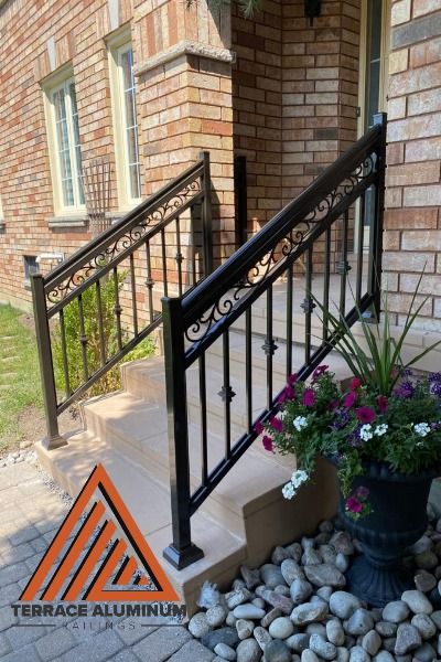 Need a new aluminum railing for your front porch?  Experience the timeless beauty and convenience of aluminum railings! Get inspired and act now, with R5 Scroll Brown and see what a difference an aluminum railing can make on this new Jewelstone front porch by our friends at @valhallacontracting1 

For more information please visit our website:

https://terracealuminumrailings.com/exterior-aluminum-railings/ Aluminum Porch Railing, Porch Rails, Aluminum Railings, Outdoor Stair Railing, Door Awnings, Porch Railing, Outdoor Stairs, Aluminum Railing, Outdoor Crafts