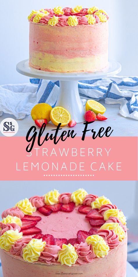 Gluten Free Strawberry Lemon Cake, Gluten Free Desserts Birthday, Gluten Free Snack Cake, Strawberry Cake Gluten Free, Gf Strawberry Cake, Gluten Free Summer Desserts, Gluten Free Cake Recipes, Gluten Free Strawberry Cake, Gluten Free Lemon Cake