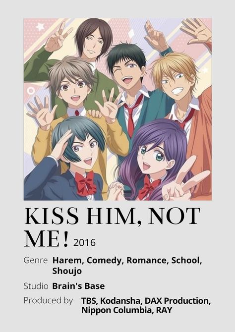 Romance Anime List, Kiss Him Not Me, Anime Recs, Anime Minimalist Poster, Anime Wall Prints !!, Anime Name, Best Romance Anime, Anime Suggestions, Comedy Anime