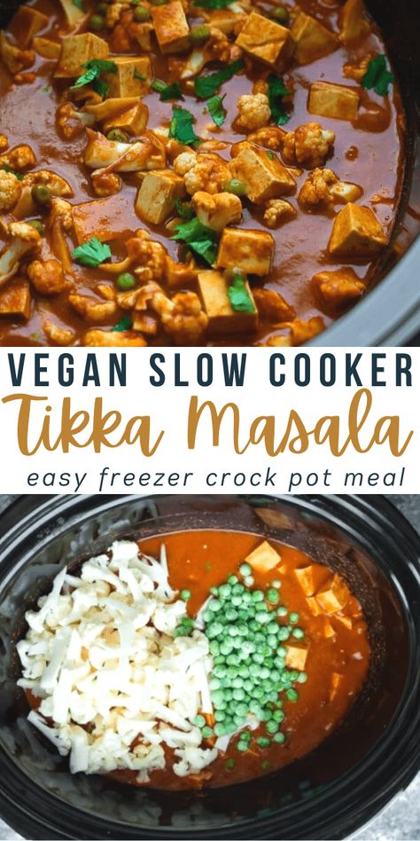 Meatless Crockpot Meals, Slow Cooker Tikka Masala, Vegan Freezer Meals, Veggie Meal Prep, Vegetarian Freezer Meals, Vegan Slow Cooker Recipes, Vegan Crockpot Recipes, Vegetarian Slow Cooker Recipes, Vegan Crockpot