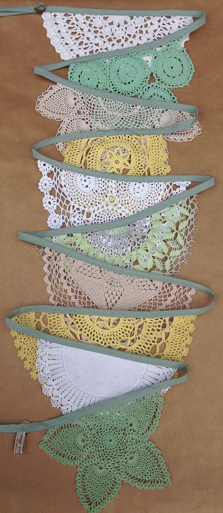 Vintage Crochet Doily Wedding Bunting | It is the perfect un… | Flickr Vintage Bunting Ideas, Wedding Bunting Ideas, Doily Banner, Doily Garland, Doily Bunting, Bunting Ideas, Doily Wedding, Hantverk Diy, Crochet Bunting