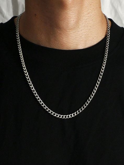 Fashionable Simple Style Stainless Steel Double-Sided Polishing NK Chain  Chain Titanium Steel Men's Necklace, Hip-Hop Trendy Men's Necklace, Street-Style High-End Men's Necklace, Multi-Matching Pendant For Boys, Men's Accessories Silver Fashionable,Hip-hop   Zinc Alloy     Men Fashion Jewelry, size features are:Bust: ,Length: ,Sleeve Length: Cool Chains Necklaces Men, Chain Fashion Men, Chains On Men, Jewelry Men Necklace, Guys Chains, Silver Chain For Boys, Male Jewelry Aesthetic, Boys Necklaces, Silver Chains For Men