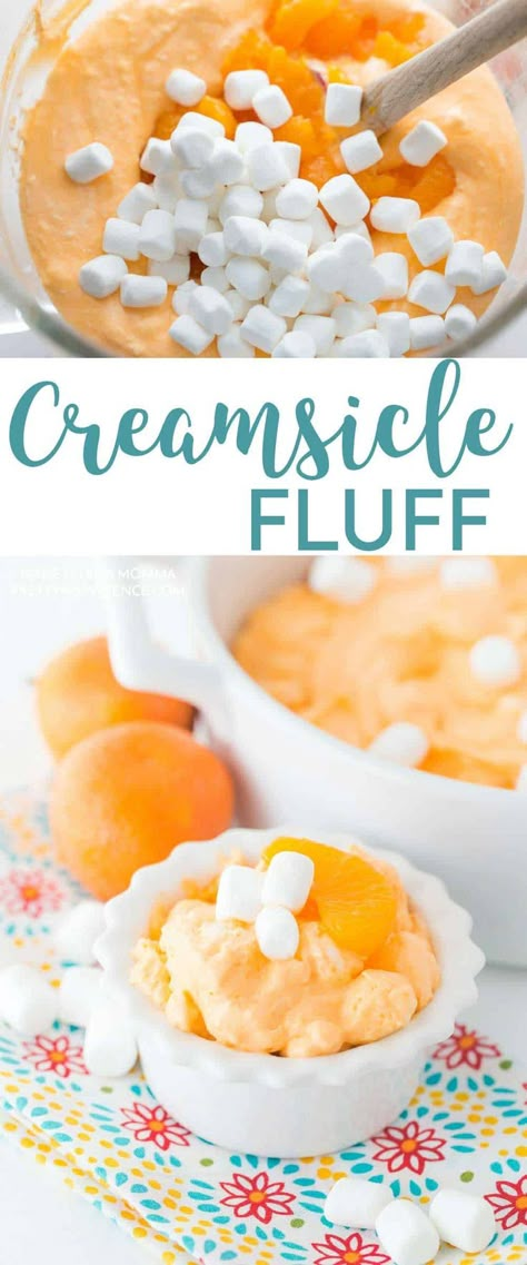 This creamsicle fluff salad is the perfect treat. Filled with mandarin oranges and marshmallows it is delicious and full of flavor! #creamsiclefluff #fluffsalad #orange #mandarinorange #fluff #recipe #fluffrecipe #sidedish #holidaysides #holidays #salad Creamsicle Fluff, Fruit Salad With Vanilla Pudding, Marshmallow Salad, Fluff Recipes, Fluff Salads, Recipes With Cool Whip, Fruit Salad With Marshmallows, Orange Fluff, Fluff Salad Recipes