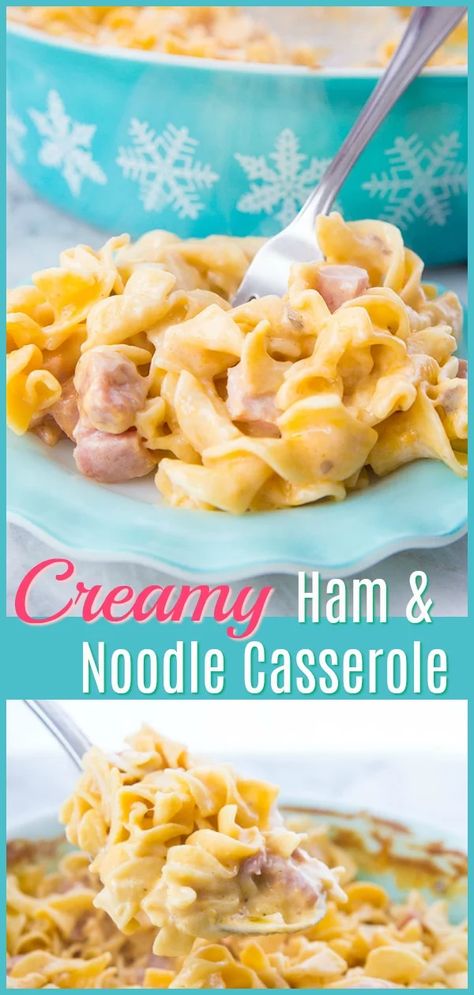 Creamy Ham and Noodle Casserole | The Kitchen Magpie Diced Ham Recipes Easy, Ham Meals, Leftover Ham Recipes Crockpot, Ham Recipes Healthy, Ham Dinner Recipes, Casserole Meals, Ham Recipes Crockpot, Recipe Noodles, Ham And Noodle Casserole