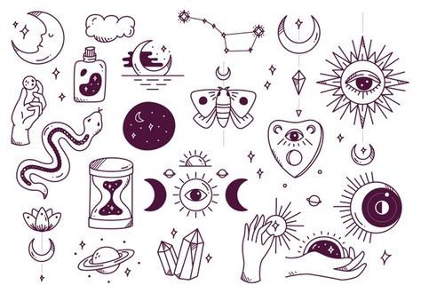 Witchy Vector, Astronomy Doodles, Bday Decor, Graffiti Doodles, Stick N Poke Tattoo, Doodle Tattoo, Doodle Ideas, Doodle Style, Poke Tattoo