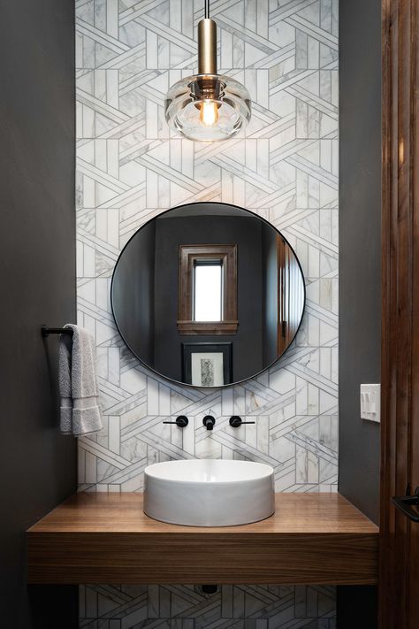 Tiny Powder Room, Contemporary Powder Room, Modern Powder Room, Powder Room Remodel, Powder Room Decor, Powder Room Design, Downstairs Bathroom, Modern Bathroom Vanity, Laundry In Bathroom