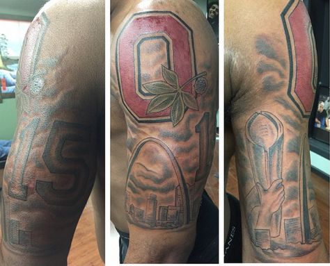 Trophy Tattoo, Ohio State Tattoos, Logan Tattoo, Champion Tattoo, Ohio Tattoo, State Tattoos, Sport Tattoos, Crimson Tide Fans, Forarm Tattoos