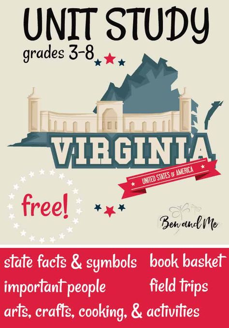 Virginia Unit Study, Virginia Studies, West Virginia History, Book Baskets, Virginia State, Unit Studies, Homeschool History, History For Kids, Homeschool Ideas