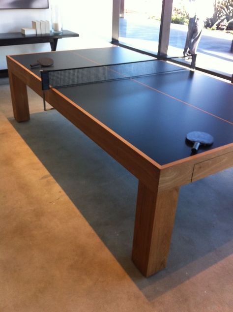 Ping Pong Table Room Ideas, Table Tennis Table Design, Retro Game Room Design, Table Tennis Room, Diy Pool Table, Pool Table Sizes, Tennis Crafts, Game Room Ideas, Small Game Rooms