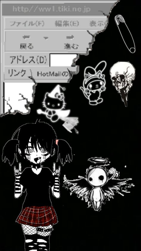 Emo Girl Wallpaper, Wallpaper Emo, 2000 Wallpaper, Kawaii Wallpapers, Pink Wallpaper Hello Kitty, Anime Goth, Goth Wallpaper, Gothic Wallpaper, Blog Backgrounds