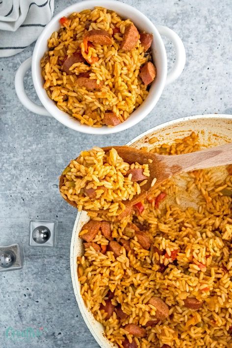 "When you’re looking for a delicious and easy one-pan meal, look no further than this hearty sausage and rice skillet! Packed with flavor, this dish is sure to become a family favorite. From the frozen peppers and onions to the jambalaya mix, everything in this recipe comes together quickly to create a satisfying and savory dish. Skillet dishes are perfect for busy weeknights when you’re short on time but still want a flavorful meal. And the best part? You only need one pan to make sausage Sausage And Rice Skillet, Panera Recipes, Sausage And Rice, Make Sausage, Pork Entrees, Rice Skillet, Skillet Dishes, Seafood Entrees, Fast Food Items