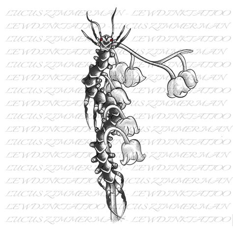 Centipede Flower Tattoo, Centepide Tattoo Drawing, Centipede With Flowers Tattoo, Centipede Flash Tattoo, Tattoo Ideas Centipede, Centipede With Face Tattoo, Gothic Centipede Tattoo, Centipede Tattoo, Arizona Tattoo