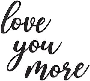 Vivegate Love You More Sign Metal Wall Decor - 25"X21" Black Modern Beautiful I Love You More Sign for Hanging Any Room Love You More Love You Most Wall Art Love You More Decorations Wall Writing Decor Quotes, I Love You More, Esthetician Decor, Above Bed Wall Decor, Glam Wall Decor, Word Wall Decor, Love Sayings, Wall Writing, Boutique Decor