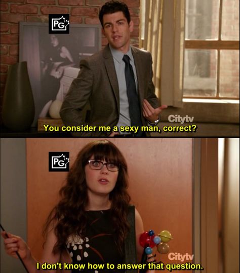 Jess And Schmidt, New Girl Funny, New Girl Tv Show, Nick And Jess, Six Seasons, Comics Quote, Tv Scenes, Consider Me, New Girl Quotes