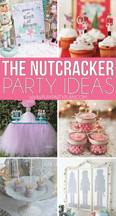 The best party ideas inspired by the Nutcracker Ballet! Everything from gorgeous dessert tables to activities, decorations, Sugar Plum Fairy ideas, and more! via @playpartyplan The Nutcracker Party, Nutcracker Party Ideas, Nutcracker Ballet Birthday Party, Nutcracker Birthday Party, Nutcracker Ballet Party, Nutcracker Christmas Party, Nutcracker Birthday, Nutcracker Crafts, Christmas Party Ideas For Teens