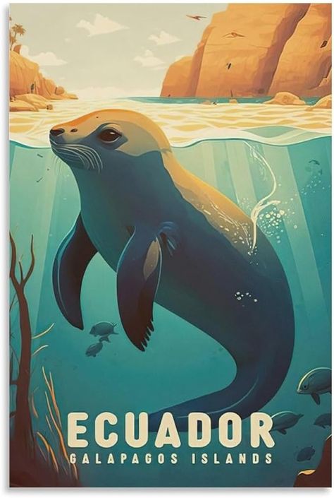 Amazon.com: MOMCH Ecuador Galapagos Island Vintage Travel Posters Baby Seal Wall Art Canvas Modern Posters Prints Painting Pictures, Wall Decor for Wall Office Home Living Room Bedroom Decor Gifts, Unframe-style: Posters & Prints Galapagos Island, Pictures Wall Decor, Modern Posters, Wall Office, Painting Pictures, Baby Seal, Pictures Wall, Galapagos Islands, Room Bedroom Decor