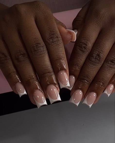 White French Tips, Tapered Square Nails, Colored Acrylic Nails, French Tip Acrylic Nails, Work Nails, French Acrylic Nails, Classy Acrylic Nails, Short Square Acrylic Nails, Acrylic Nails Coffin Pink