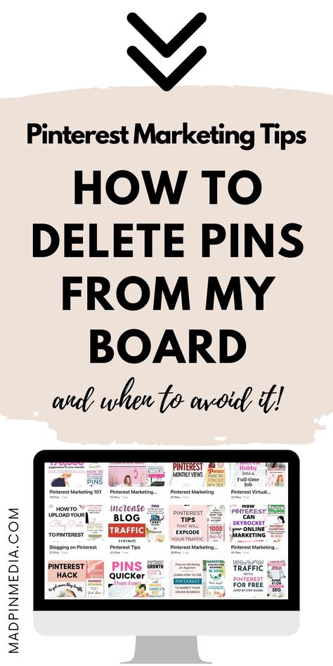 Find out how to delete a Pinterest pin or multiple pins in just a few clicks. Keep your account tidy and professional. Save this to your social media tips board! How To Delete Saved Pins, Where Are My Boards And Saved Pins, How To Delete Saved Pins On Pinterest, How To Make A Mood Board On Pinterest, How To Delete Pins On Pinterest, How Do I Delete A Pin, How To Delete Pins, How To Delete Pins From My Board, How Do I Delete Pins From My Boards