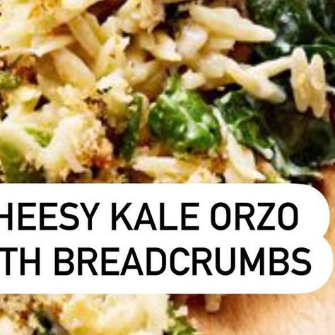 Delish on Instagram: "Looking for a meal to warm you up? Cheesy Kale Orzo With Herbed Breadcrumbs will do just that. It’s creamy, cheesy and dreamy😍 Recipe at link in bio. 🎥 @thegarnishedpalate @itsashrev" Kale Orzo, Herbed Bread, Orzo Salad, Orzo, Bread Crumbs, Kale, Link In Bio, Favorite Recipes, Bread