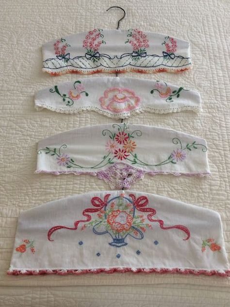 Curtains Made From Vintage Linens, Sewing Trims Ideas, Repurpose Vintage Pillow Cases, What To Do With Vintage Hankies, Using Vintage Linens Ideas, Old Linens Repurposed, Vintage Pillow Cases Ideas, Vintage Embroidery Repurposed, Old Hankies Projects