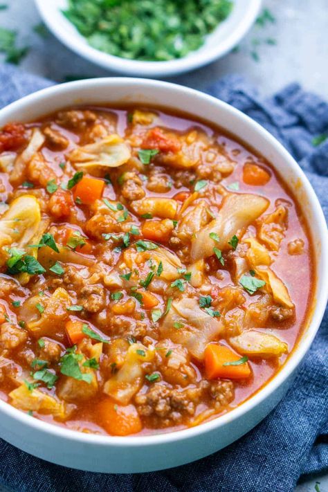 Cabbage Roll Soup Recipe, Unstuffed Cabbage Roll Soup, Beef Cabbage Soup, Ground Beef And Rice, Unstuffed Cabbage Rolls, Ground Beef And Cabbage, Stuffed Cabbage Rolls, Unstuffed Cabbage, Cabbage Roll Soup