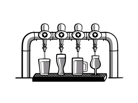 Beer Taps by Aleksandar Savic on Dribbble Beer Tap Drawing, Draft Beer Bar Design, Beer Sketch, Draft Beer Bar, Beer Bar Design, Chalkboard Beer, Tap Beer, Craft Beer Design, Beer Stand