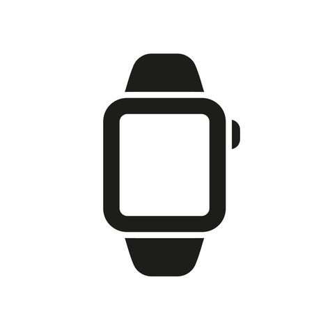 Square Electronic Wearable Smartwatch with Screen Glyph Pictogram. Smartwatch Silhouette Icon. Watch with Wireless Technology Symbol. Wristwatch Device. Isolated Vector Illustration. Technology Symbol, Simple Illustration, Wireless Technology, Wearable Device, Graphic Arts, Minimal Logo, Glyphs, App Icon, Smartwatch