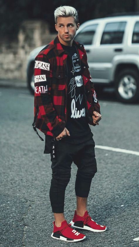 www.brandnewfresh.net Black Outfits Men Casual, Red And Black Outfits Men, Brown Outfits Men, Black Outfits Men, Outfits Men Casual, Urban Hairstyles, Marcus Butler, Red And Black Outfits, Black Outfit Men