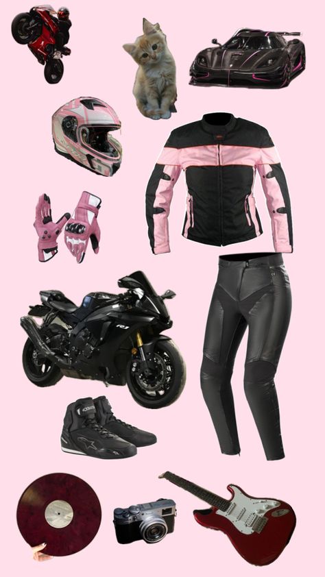 #motorcycle #pink #black #aesthetic #motorcycleaesthetic #cat #helmet #gear #motorcylegear #wheelie #music #motorcylemusic #guitar #guitaraesthetic Pink Motorcycle Helmet, Pink Black Aesthetic, Cat Helmet, Pink Motorcycle, Biker Helmets, Motorcycle Aesthetic, Biker Gear, Pretty Bike, Biker Love