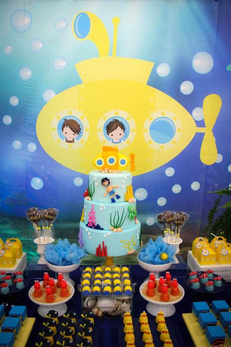 Submarine Birthday Party, Beatles Birthday Party, Beatles Birthday, Beatles Party, Spring Birthday Party, Ocean Birthday Party, Ocean Birthday, Toddler Birthday Party, Spring Birthday