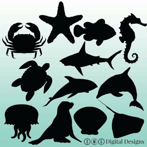 Underwater Palace, Zoomerang Vbs, Sea Life Clipart, Sea Clipart, Animal Templates, Silhouette Template, Clipart Silhouette, Silhouette Clip Art, Ocean Crafts