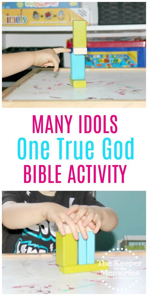 I'm definitely in love with this one true God bible activity for preschoolers! So quick + easy! #bible #preschool Preschool Bible Verses, Bible Preschool, Bible Sayings, Toddler Math, Preschool Bible Lessons, Homeschooling Preschool, Activity For Preschoolers, Bible Story Crafts, Time Of The Month