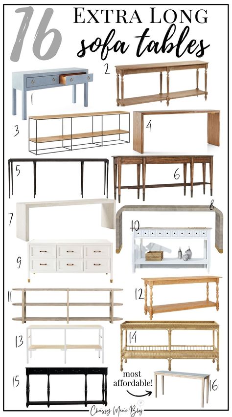 16 Long Sofa Tables To Go Behind The Couch Sofa Table Styling, Console Table Behind Sofa, Extra Long Sofa, Behind Sofa Table, Apartment Couch, Low Console Table, Sofa Table Decor, Extra Long Console Table, Table Behind Couch