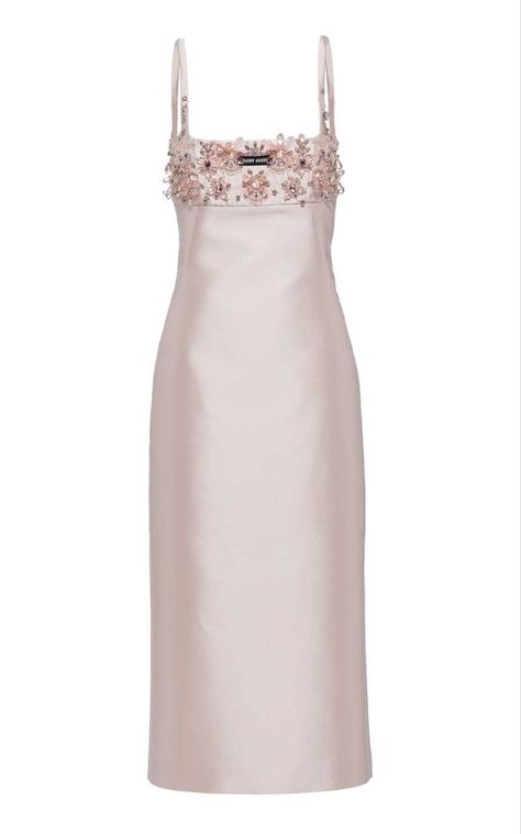 Miumiu Dress, Dress Png, Miu Miu Dress, Pink Satin Dress, Embellished Midi Dress, Embroidered Wool, Woman Suit Fashion, Royal Outfits, Silk Midi Dress