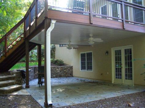 Deck Ceiling Ideas, Under Deck Landscaping, Under Deck Ceiling, Patio Under Decks, Deck Landscaping, Deck Design Ideas, Under Deck, Low Deck, Under Decks