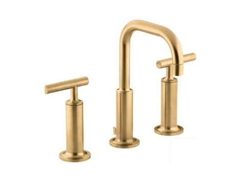 Boho Bathroom | COCOCOZY Kohler Bathroom Faucet, Gold Bathroom Faucet, Kohler Purist, Kohler Faucet, Contemporary Bathroom Sinks, Vanity Faucet, Widespread Bathroom Faucet, Gold Bathroom, Boho Bathroom