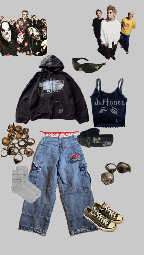 deftones slipknot grunge  outfit Deftones Outfit Aesthetic, Deftones Aesthetic Outfit, Deftones Concert Outfit, Deftones Outfit, Deftones Concert, Slay Fits, Metal Outfit, Grunge Fits, Grunge Outfit