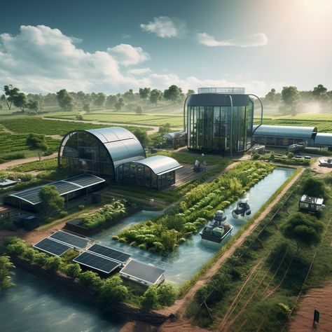 Sci Fi Greenhouse, Solar Punk Architecture, Futuristic Farm, Solar Punk City, Eco Futurism, Futuristic Concept Art, Solar City, Solar Punk, Disruptive Innovation