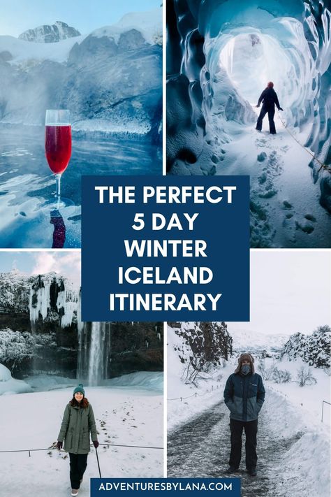 This Iceland winter itinerary covers exactly how to spend 5 days in Iceland during the winter time. You’ll spend time exploring the capital city of Reykjavík and learning about Icelandic culture, plus venture out to the South Coast to see waterfalls, an ice cave, and a black sand beach! Oh, and of course, you’ll hunt for the legendary Aurora Borealis! Visiting Iceland In Winter, Ireland Winter Travel, Iceland New Years Eve, Iceland Travel February, Iceland At Christmas, Iceland 5 Day Itinerary, Iceland Must Do, Iceland Winter Itinerary, Iceland December