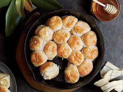 Nestle these yeast biscuits snug together in the pan and they'll rise even higher when baked. You don't have to use all the dough at once--refrigerate in an airtight container up to 5 days. Yeast Biscuits, Fall Bread Recipes, Thanksgiving Rolls, Angel Biscuits, Southern Living Recipes, Bread Biscuits, Pastry Blender, Breads And Rolls, Bread Muffins