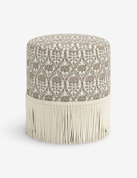 Alair Round Fringe Ottoman Fringe Ottoman, Burled Wood Furniture, Disc Interiors, Accent Ottoman, Primary Bathroom, Dining Design, Bright Living Room, Long Lumbar Pillow, Lulu And Georgia