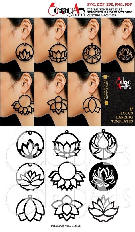 Craft beautiful laser cut wood earrings that stand out with our easy-to-follow SVG files! Jewelry Template, Laser Cut Wood Earrings, Earring Svg, Handmade Jewlery, Laser Cut Jewelry, Image Svg, Fancy Jewellery Designs, Laser Cut Earrings, Flower Earring