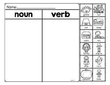 Thanksgiving Vocabulary And Grammar Activities that are perfect for a kindergarten or first grade classroom. Thanksgiving write the room activities to make students familiar with vocabulary and then noun and verb sorts and other activities Thanksgiving Write The Room, Thanksgiving Grammar, Nouns And Verbs Worksheets, November Writing, Classroom Thanksgiving, November Classroom, Class Themes, Verbs Activities, Room Activities